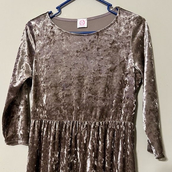 Wanna B medium crushed velvet dress 3/4 sleeve elastic waist has pockets unlined - Picture 6 of 15